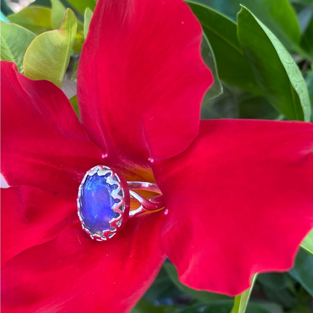 Natural Australian Crystal Opal Ring Size 7